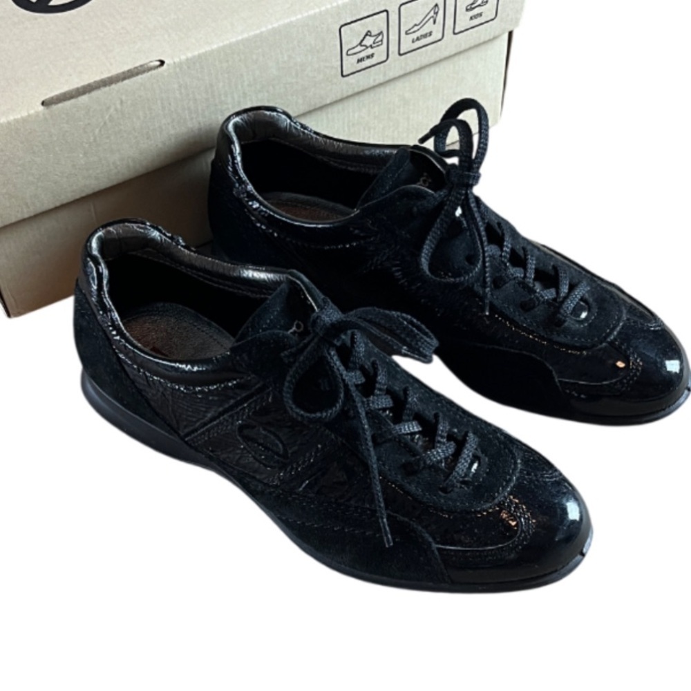 ECCO LIFE - LIFE TIE Black Patent Leather &‎ Suede Sneakers